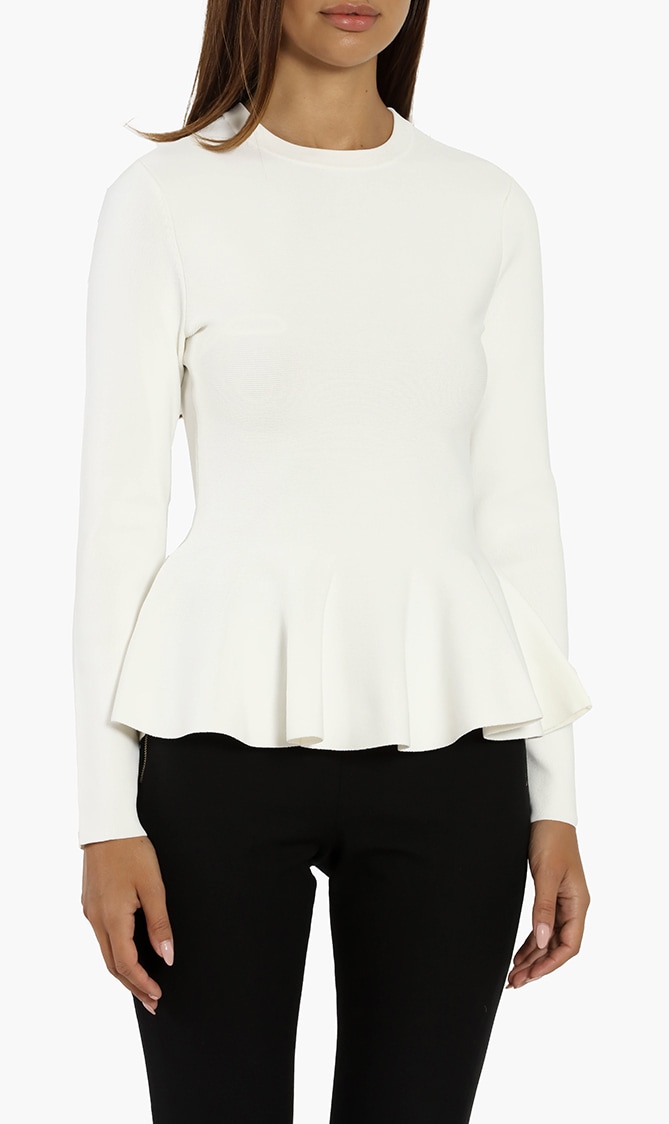 

Hinlina High-neck Peplum Sweater