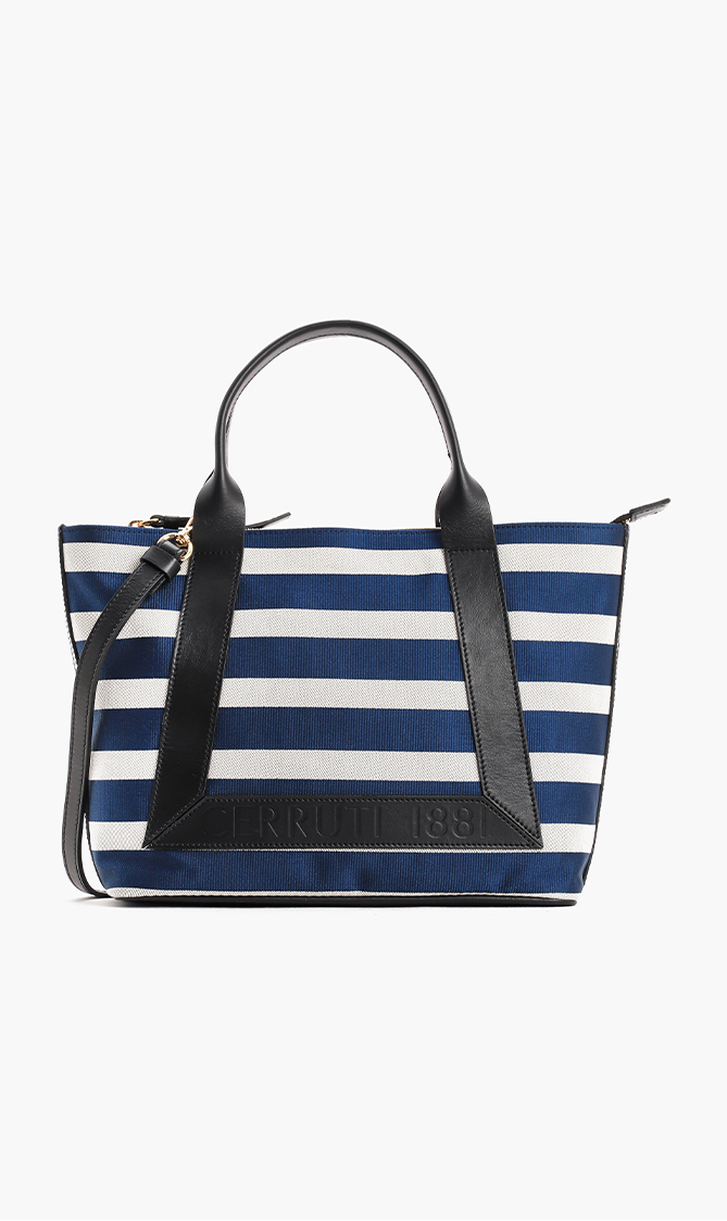 

Cerruti Bejo Stripped Canvas Small Tote Bag