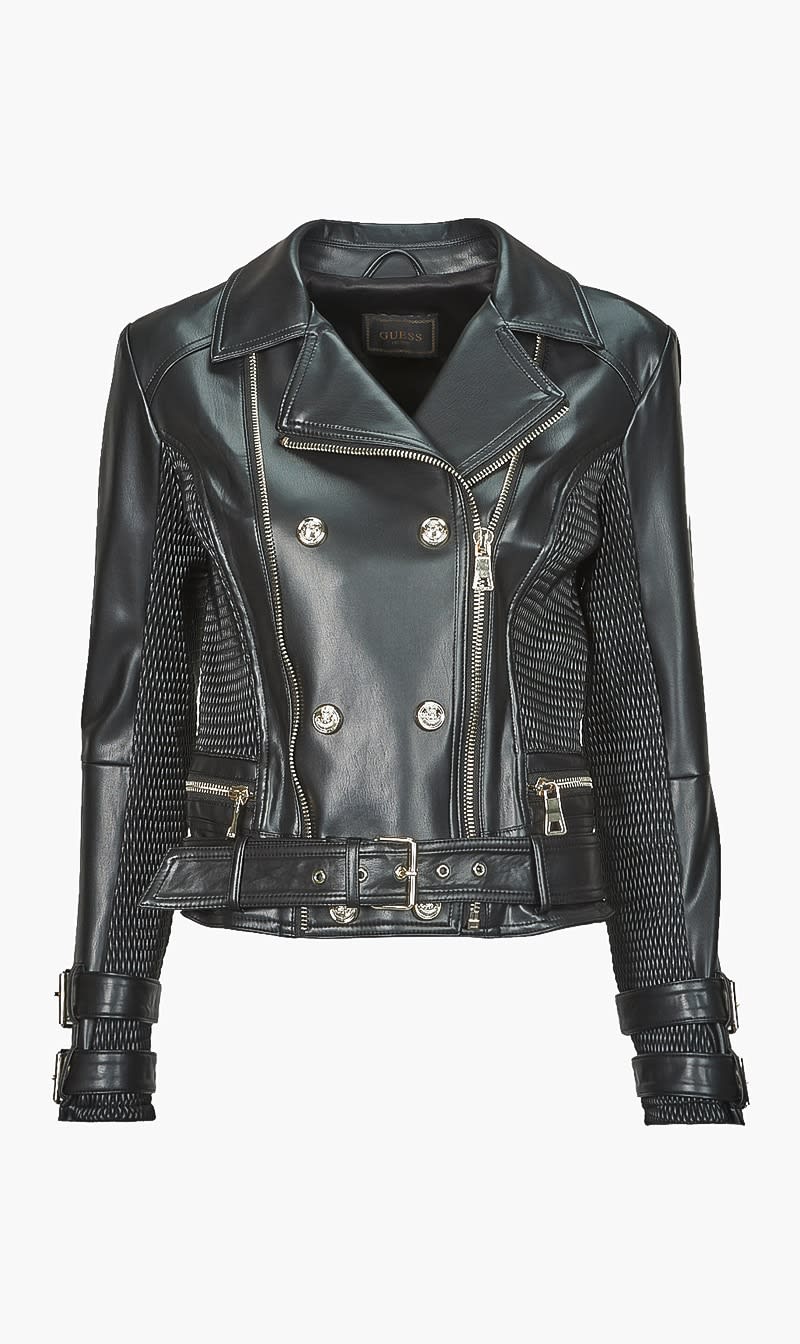 Guess Black Myla Moto Jacket for Women