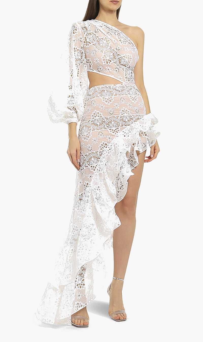 

Adele One Sleeve Gown, White