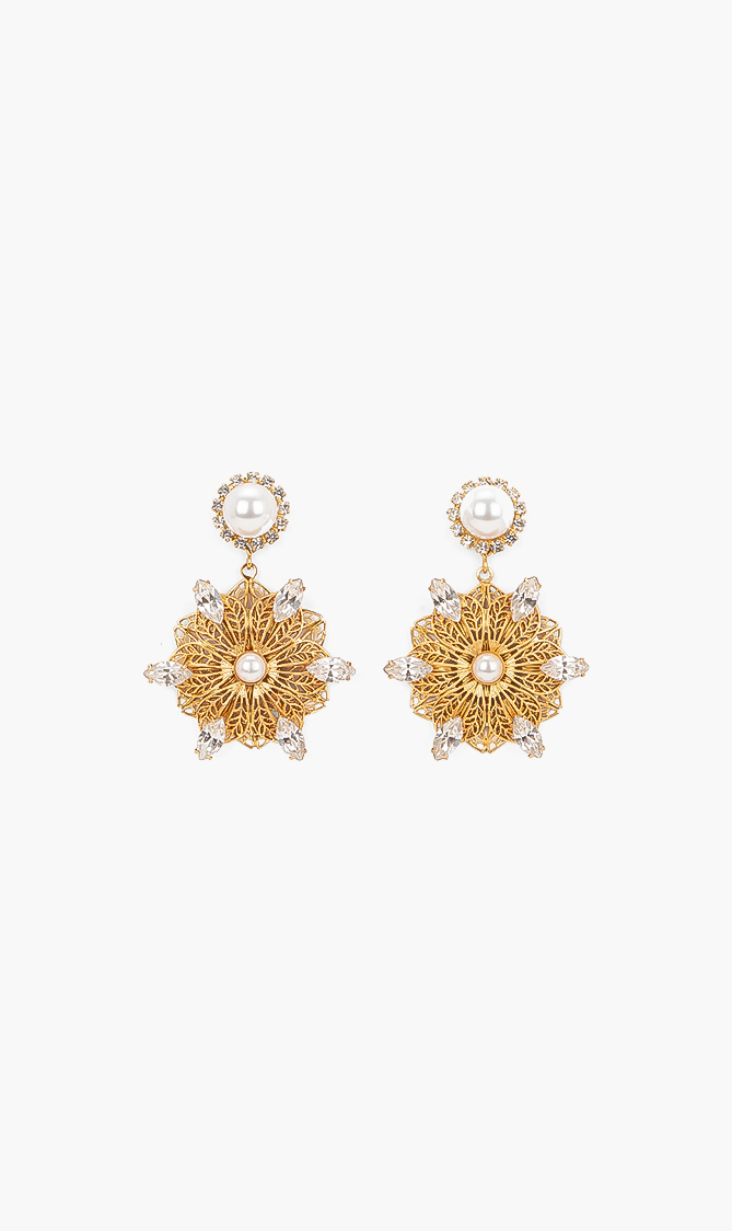 

Kenneth Jay Lane Filigree Flower Drop Earrings