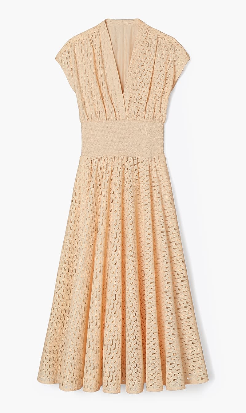 

Tory Burch Beige Embroidered Cotton Dress for Women | The Deal Outlet
