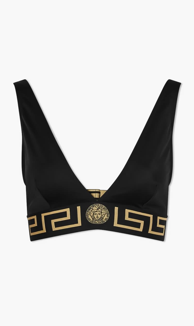 

Versace Black Greca Border Triangle Bikini Top for Women | The Deal Outlet