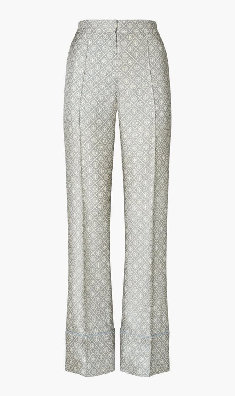 

Tory Burch Grey Printed T Monogram Silk Pant for Women | The Deal Outlet
