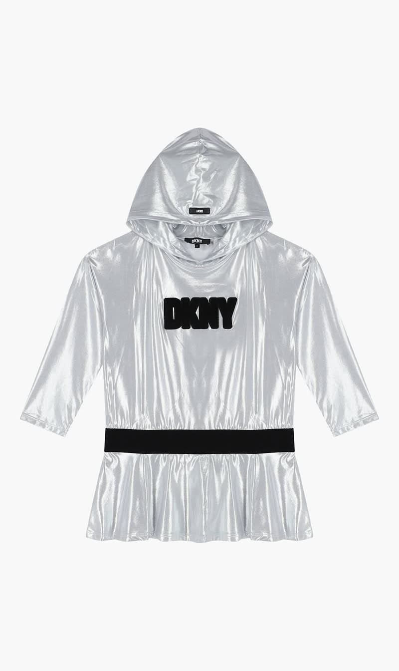 

Dkny Grey Logo Hooded Dress for Girls | The Deal Outlet