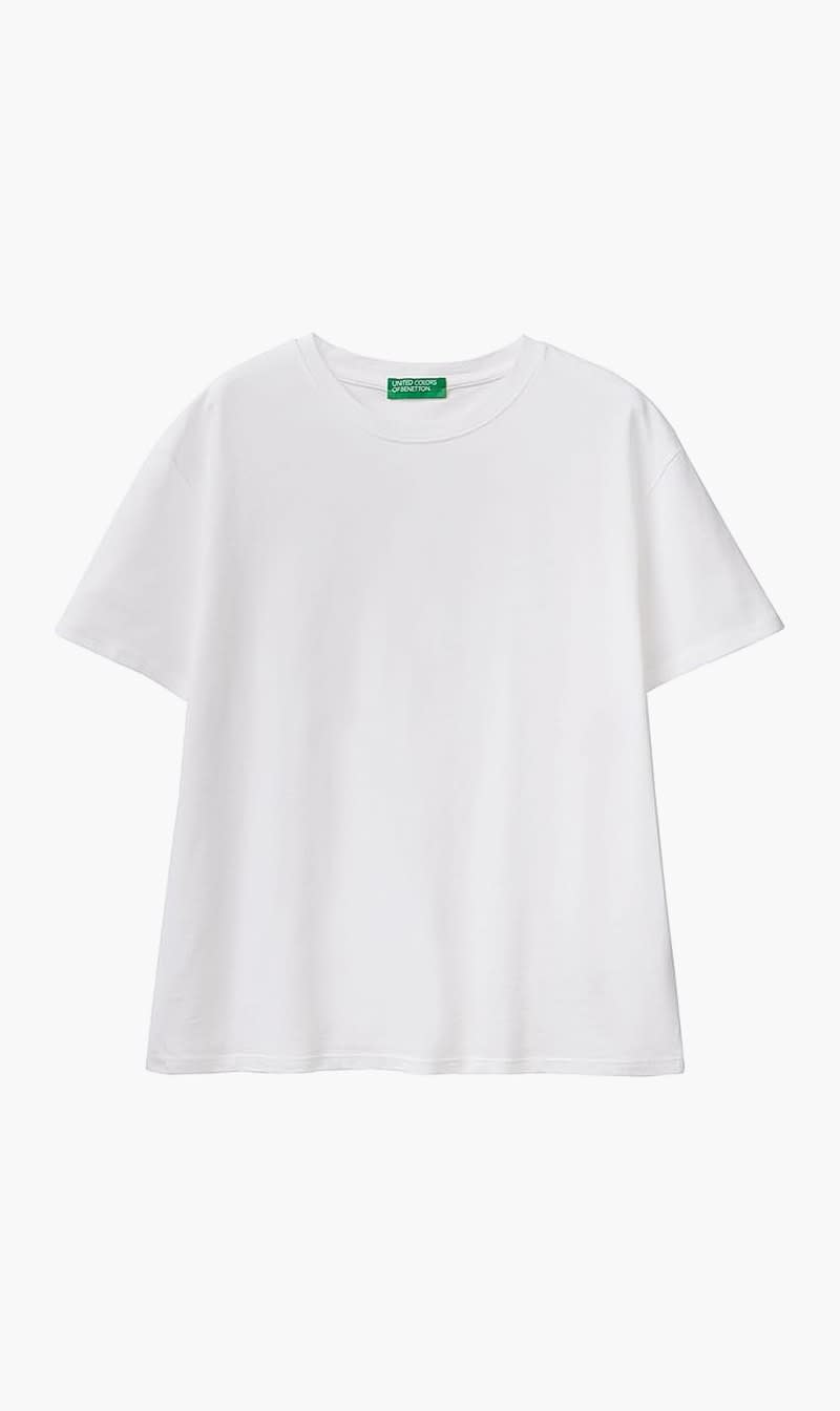 United Colors Of Benetton White Cotton Short Sleeved T-shirt for Women