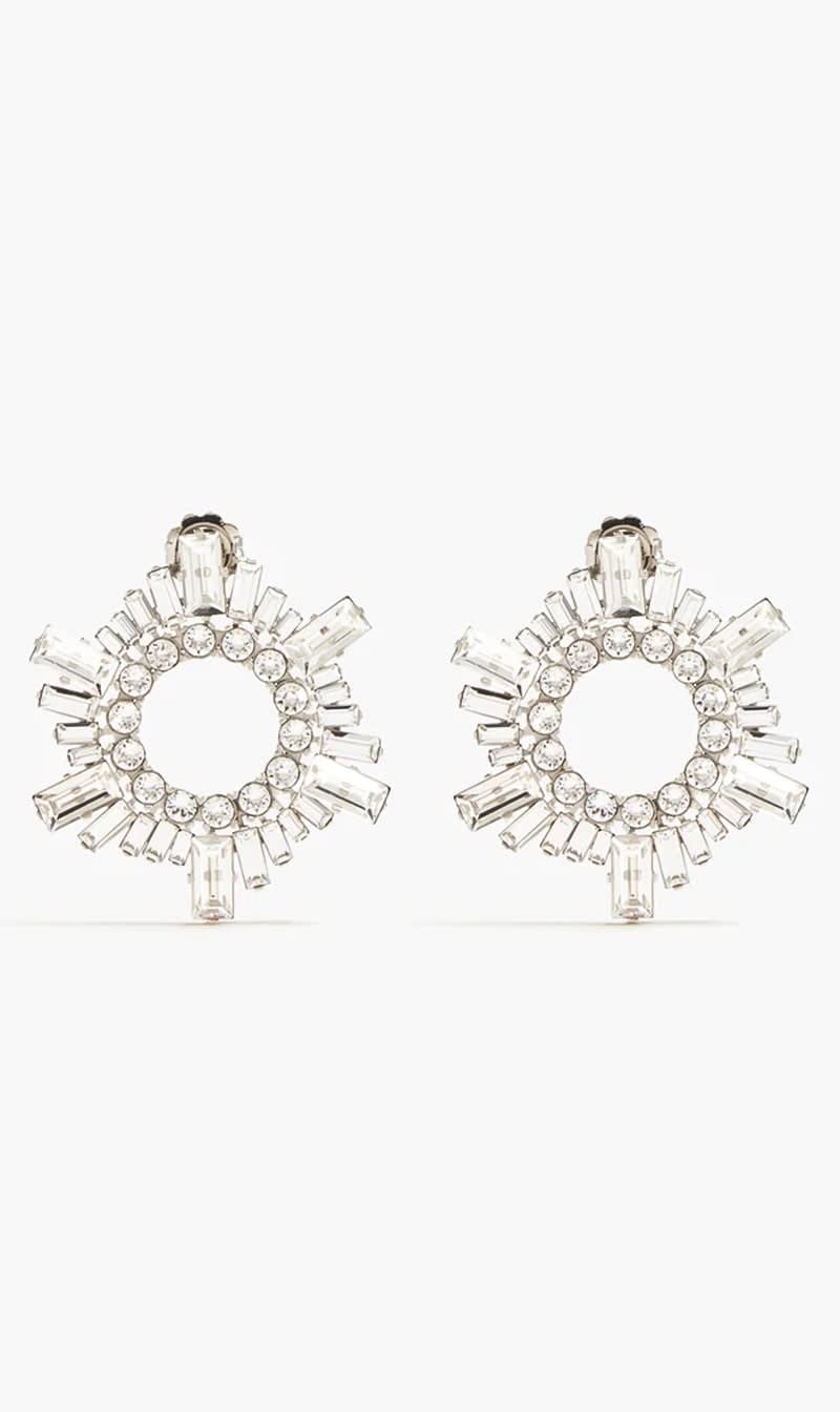 

Amina Muaddi Silver Mini Begum Earrings for Women | The Deal Outlet