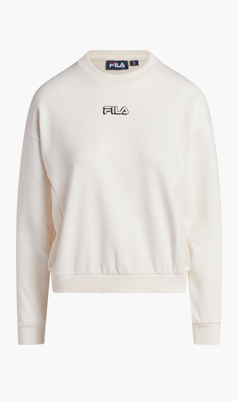 

Fila Beige Crew Sweat W Reverse Fabric Side Panels for Women | The Deal Outlet