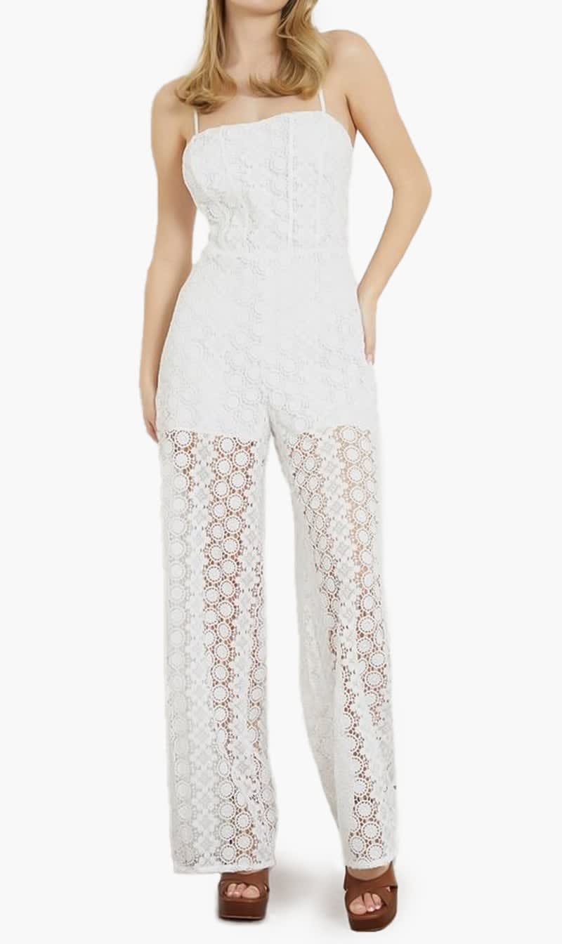 

Guess White Elle Lace Jumpsuit for Women
