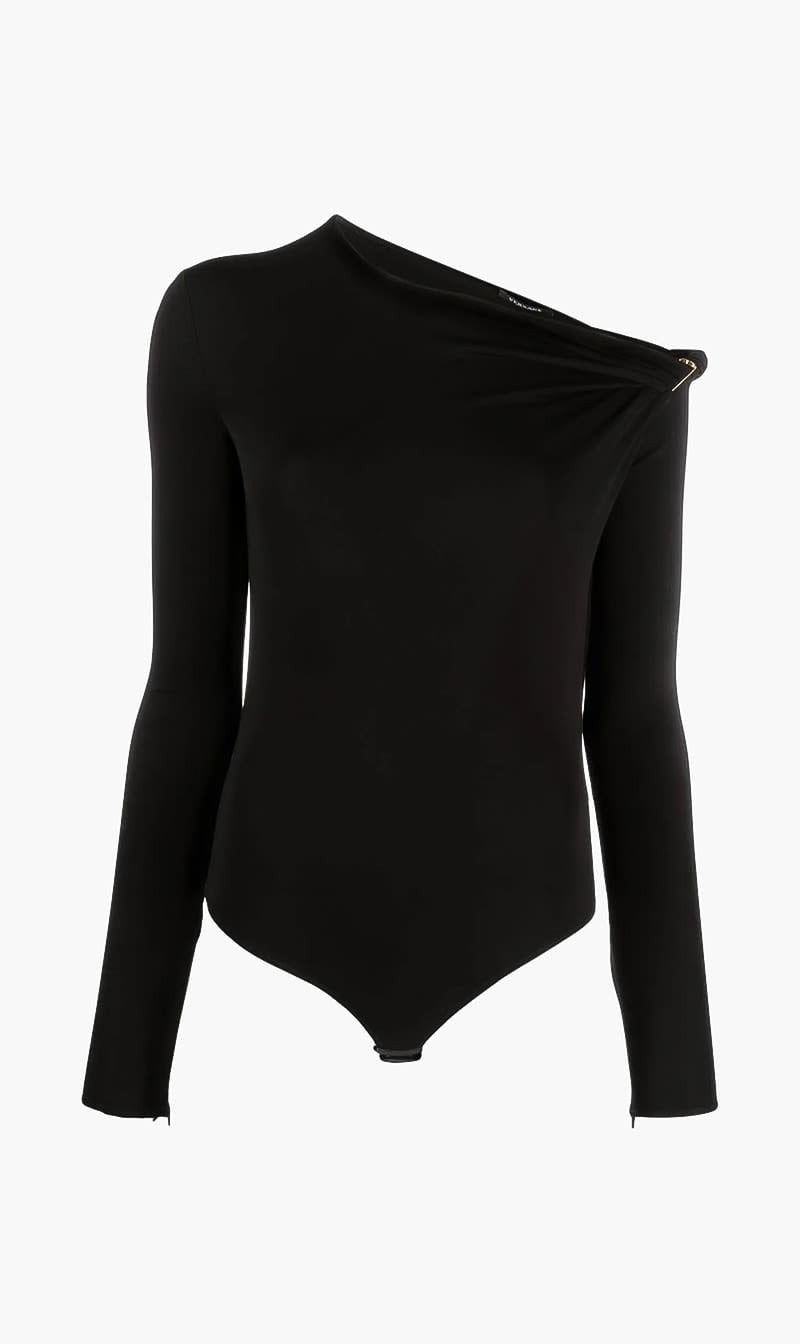 Versace Black Long Sleeves And Bare Shoulders Bodysuit for Women