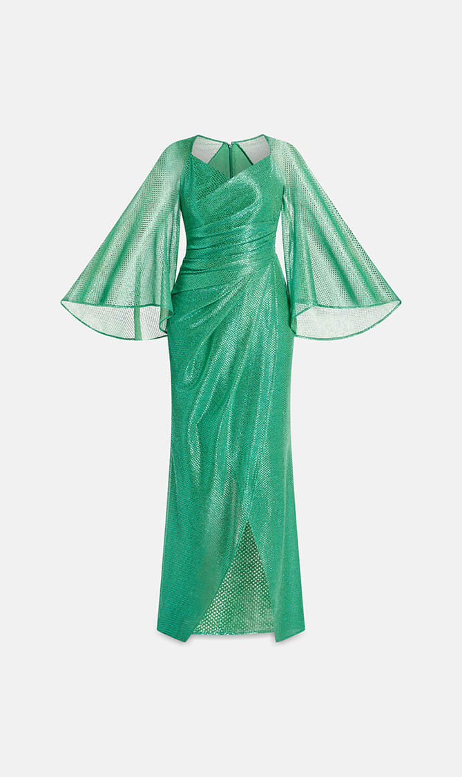 

Talbot Runhof Green Long Dress - Mermaid Voile for Women | The Deal Outlet