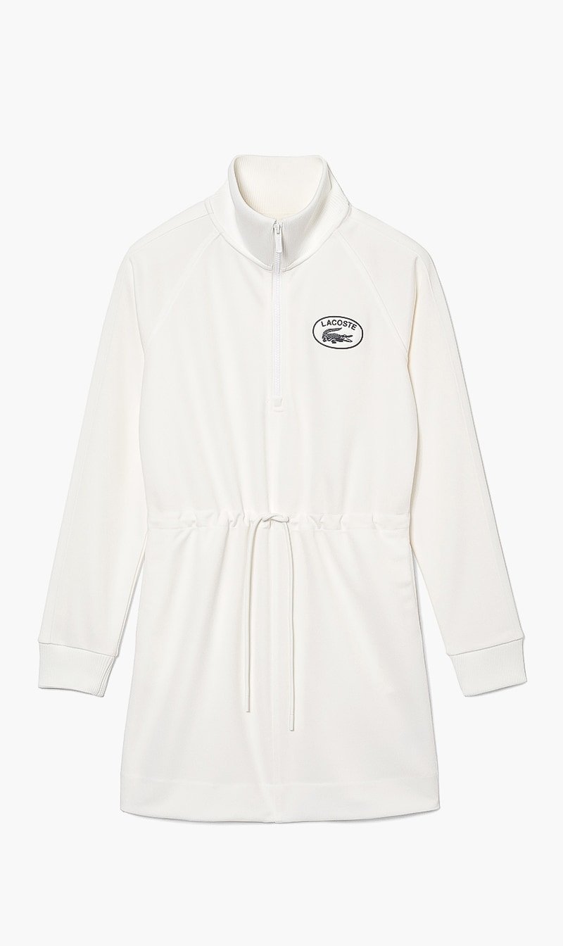 

Lacoste White Zip Neck Sweatshirt Dress for Women | The Deal Outlet