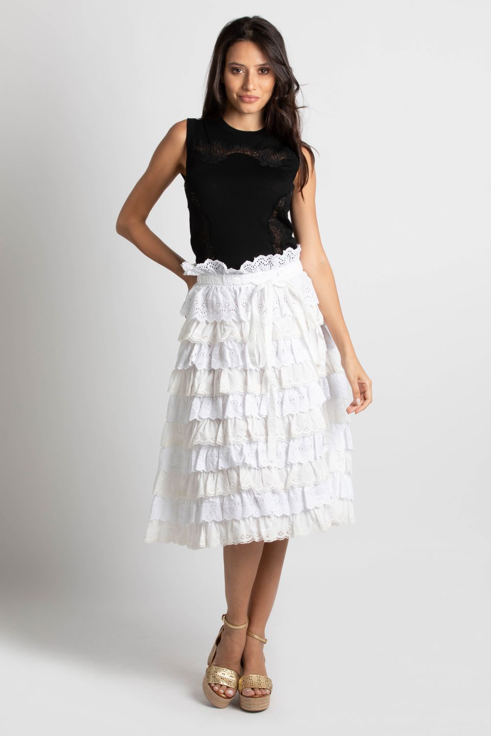 

Dolce&gabbana Eyelet Tiered Skirt