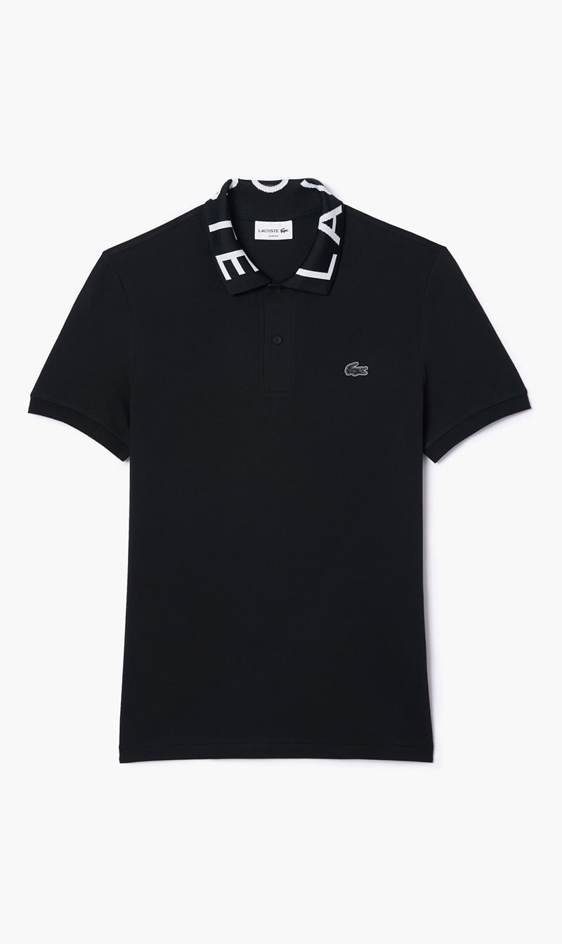 

Lacoste Black Short Sleeved Ribbed Collar Shirt for Men | The Deal Outlet