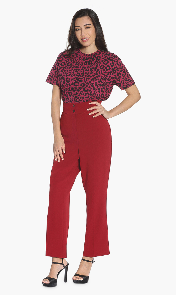 

Marina Rinaldi Red Ricciolo Wide Waist Trousers for Women | The Deal Outlet