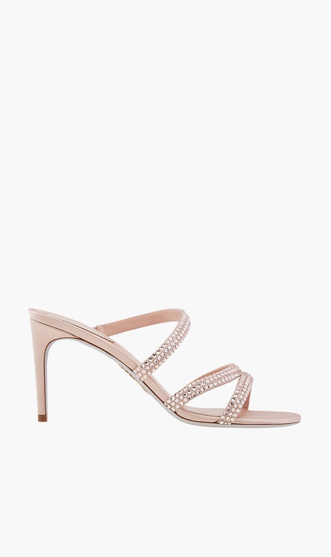 

Rene Caovilla Beige Lisa Crystals 80 Slider Sandals for Women | The Deal Outlet