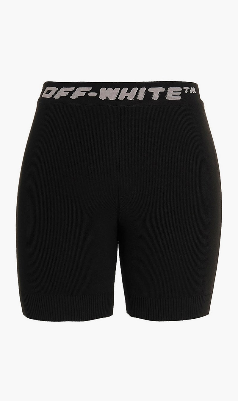 

Off-white Black Logo Band Shorts Black Grey for Women | The Deal Outlet