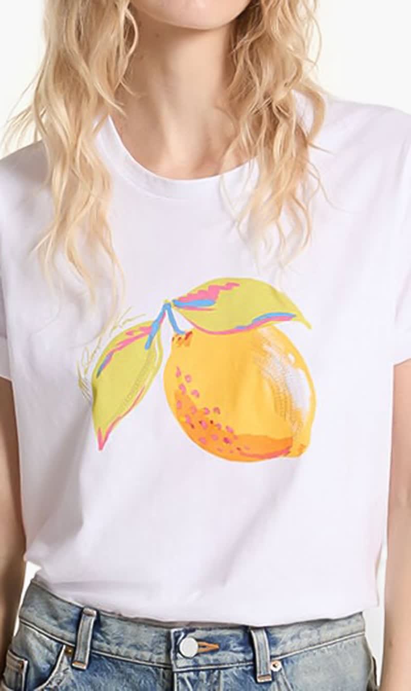 

Michael Kors White Mk Lemon Seq Classic Tee for Women | The Deal Outlet
