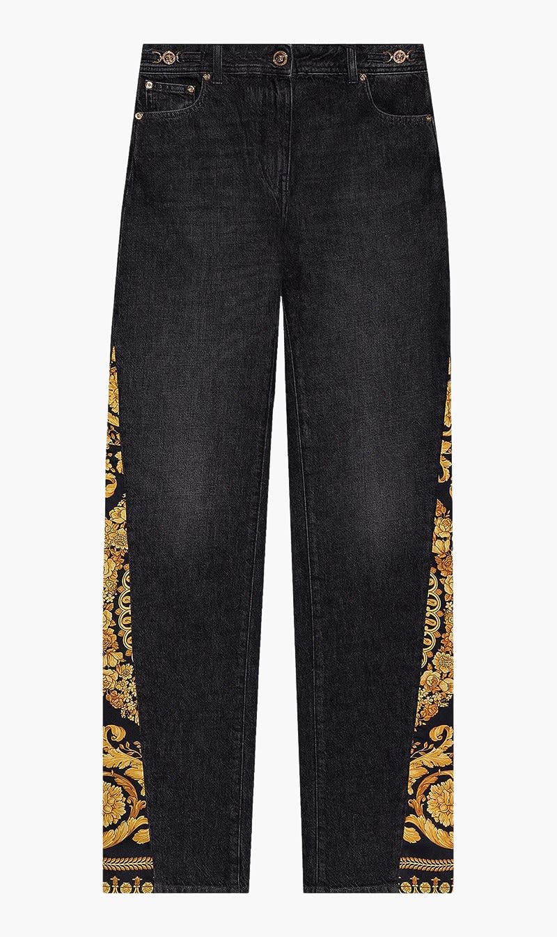 Versace Black Barocco Boyfriend Jeans for Women