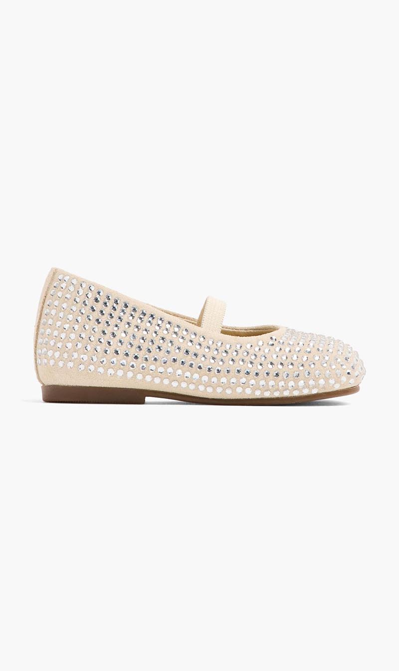 Babywalker Beige Crystal Ballet Flats for Girls