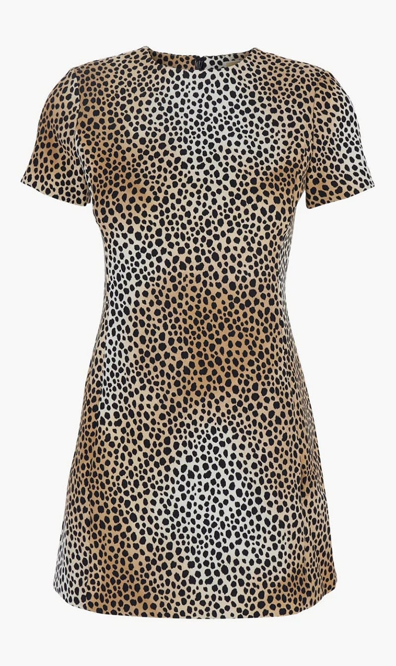 

Michael Kors Brown Cheetah Print Stretch Crepe Shift Dress for Women | The Deal Outlet