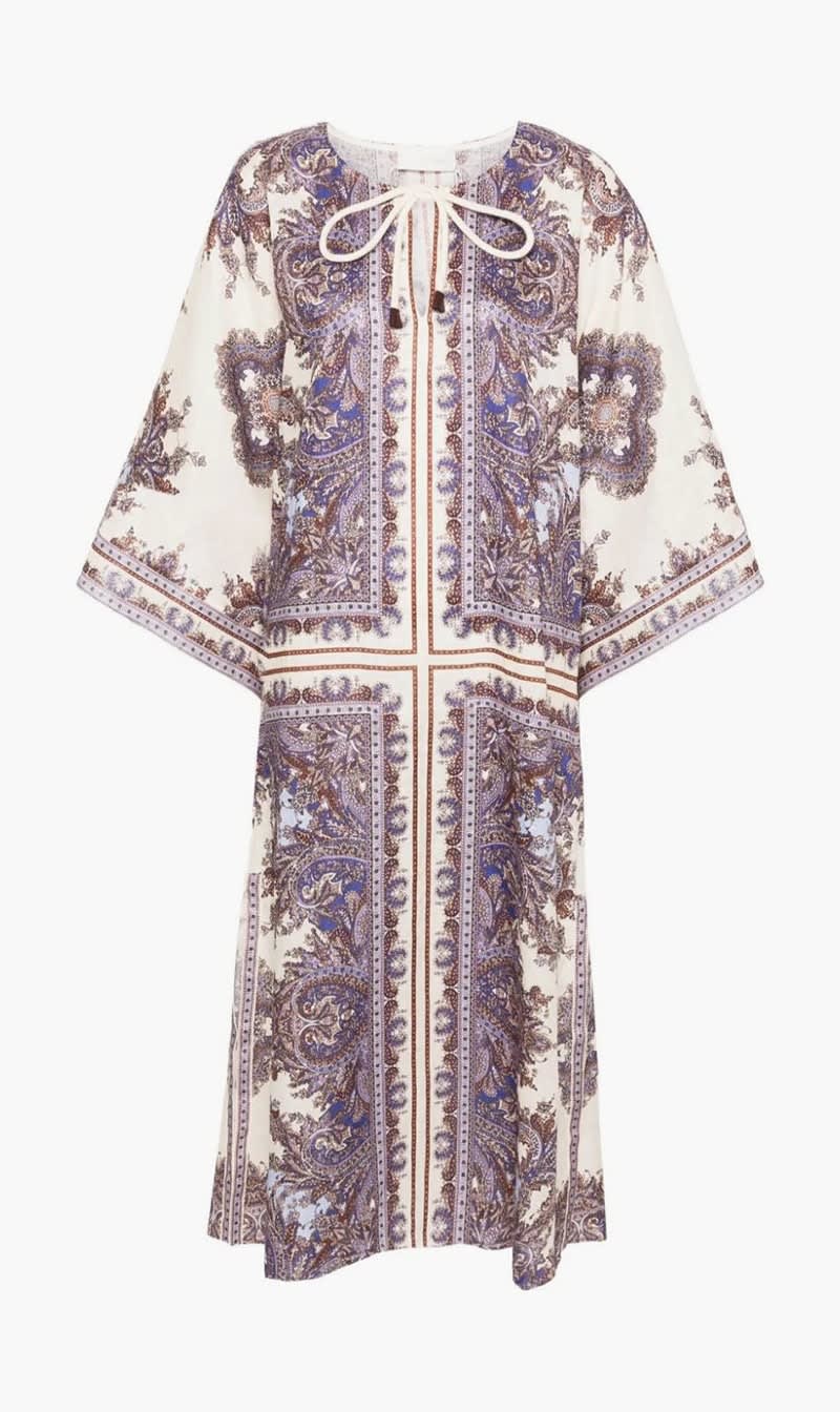 

Zimmermann Purple Ottie Kaftan Midi Dress for Women | The Deal Outlet