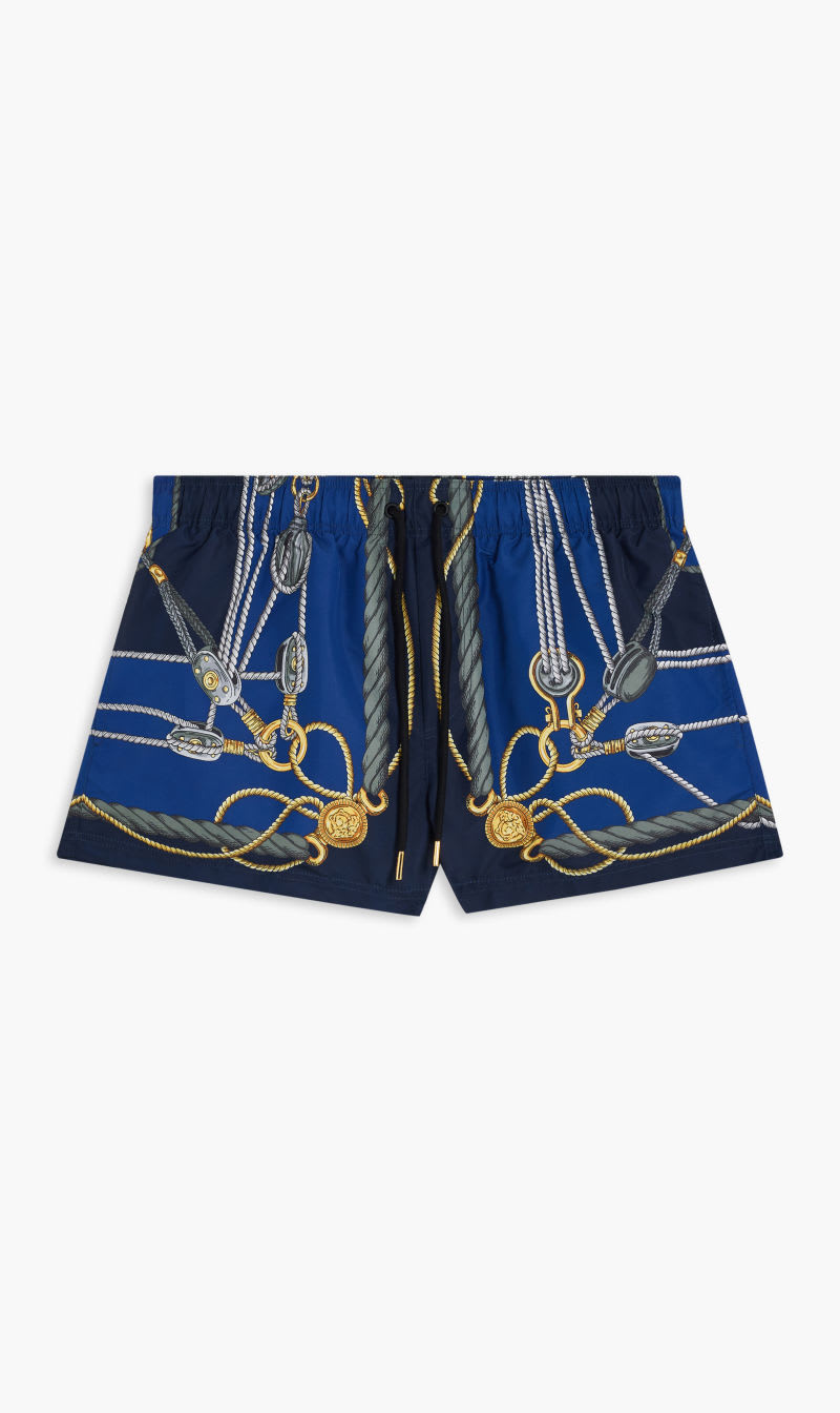 

Versace Blue Swim Boxer Nylon Golfo Nautical Print for Men | The Deal Outlet