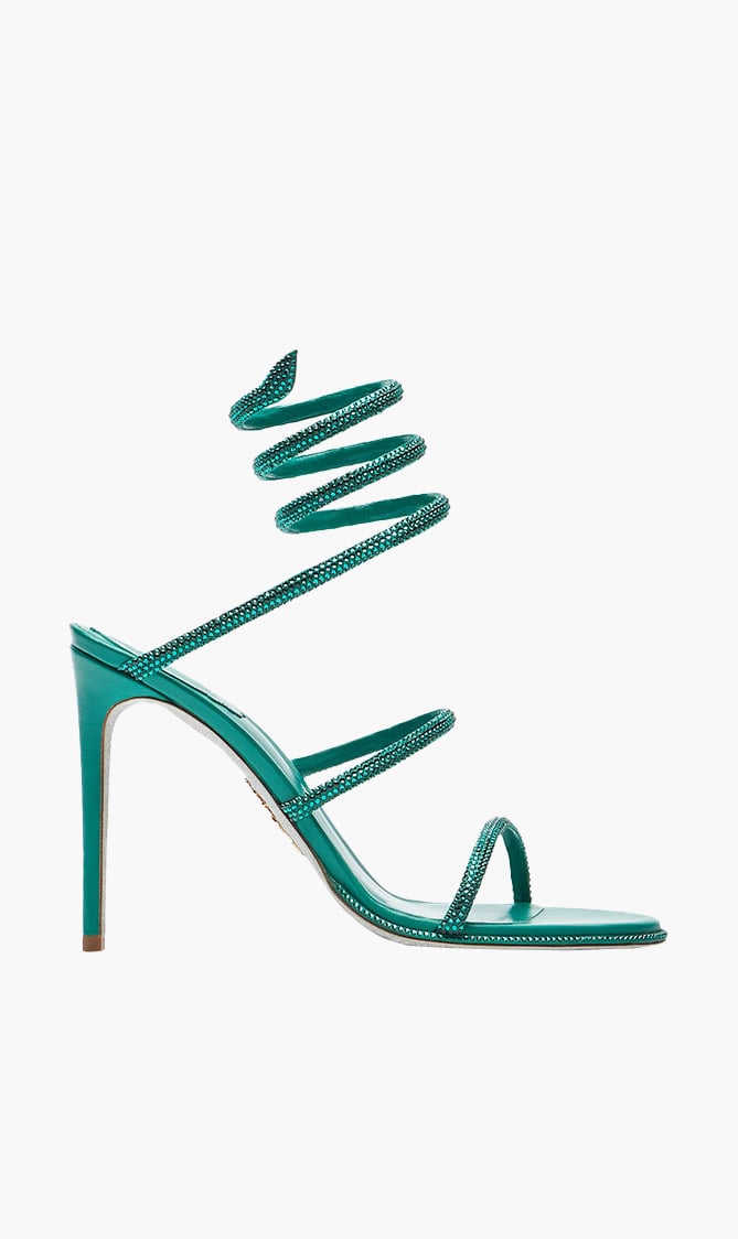 

Rene Caovilla Green Cleo Crystal Embellished Sandals for Women | The Deal Outlet