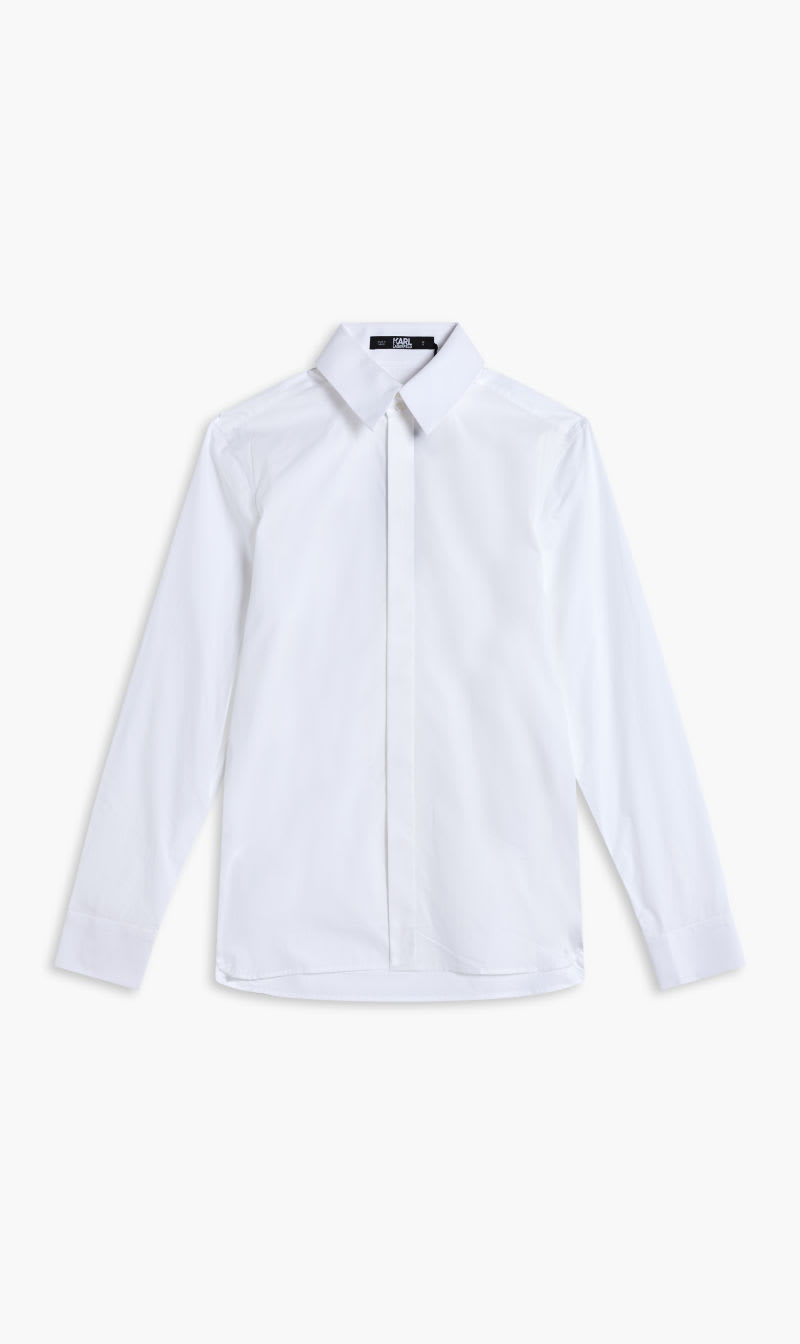 

Karl Lagerfeld White Karl Collar Poplin Shirt for Men | The Deal Outlet