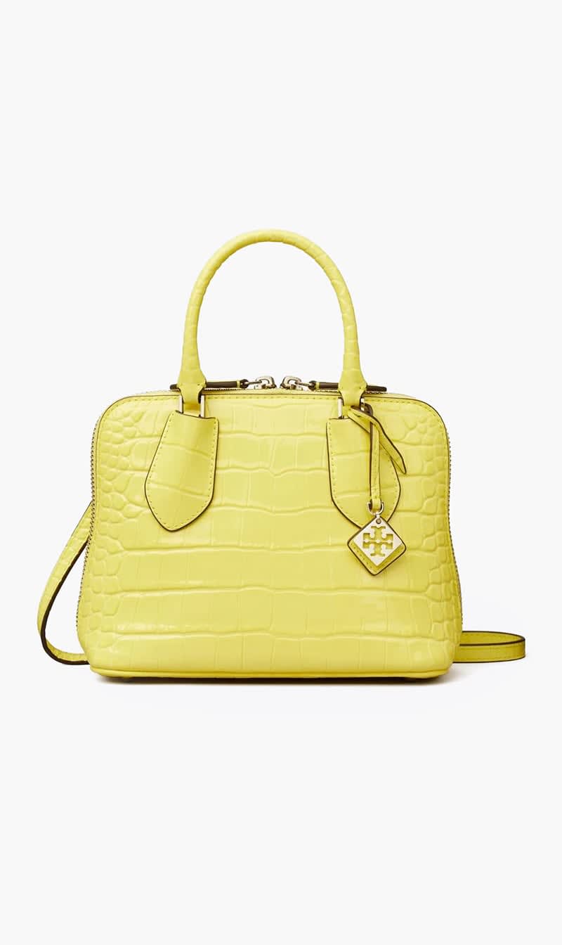 

Tory Burch Yellow Mini Embossed Swing Satchel for Women | The Deal Outlet