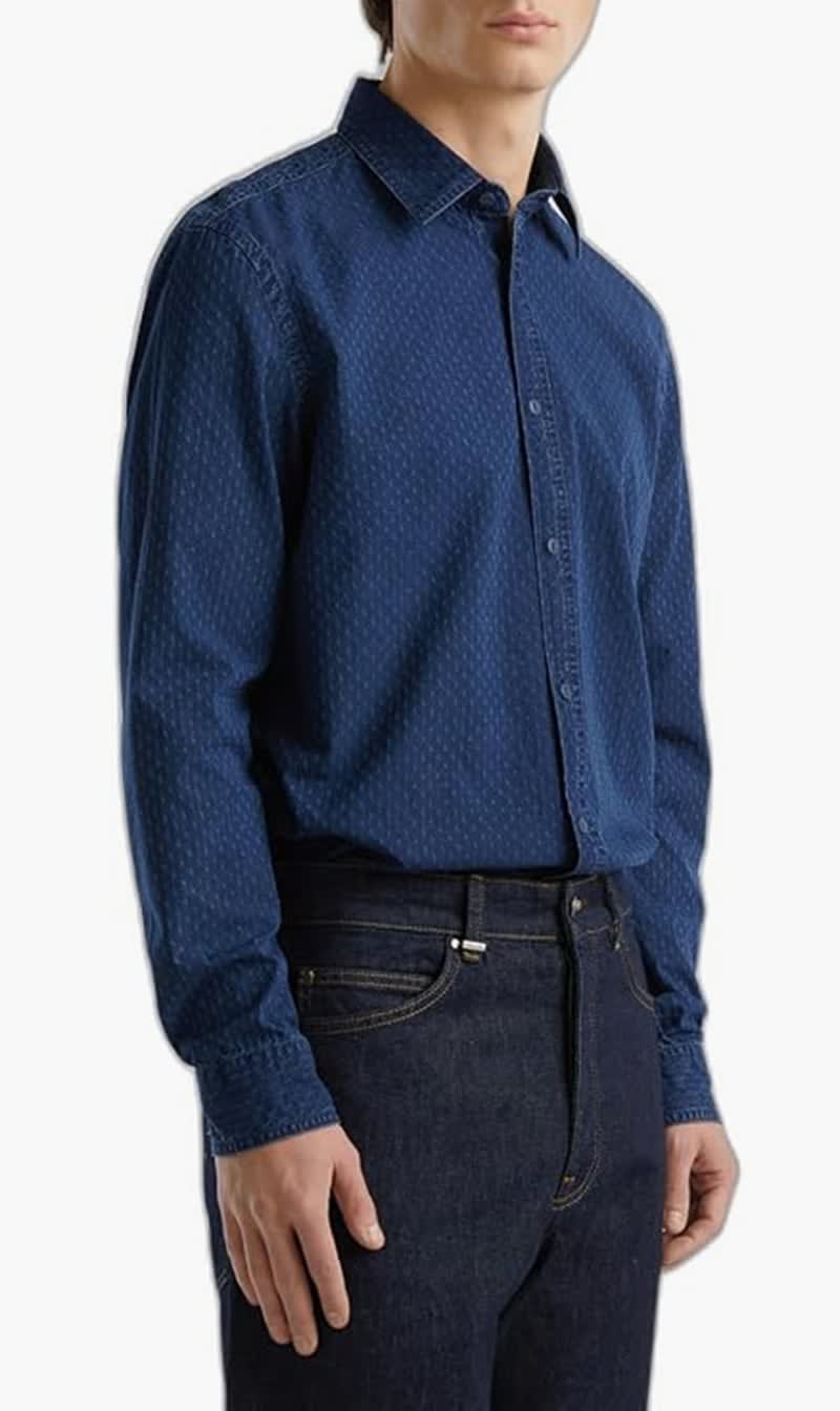 United Colors Of Benetton Blue Dobby Shirt for Men