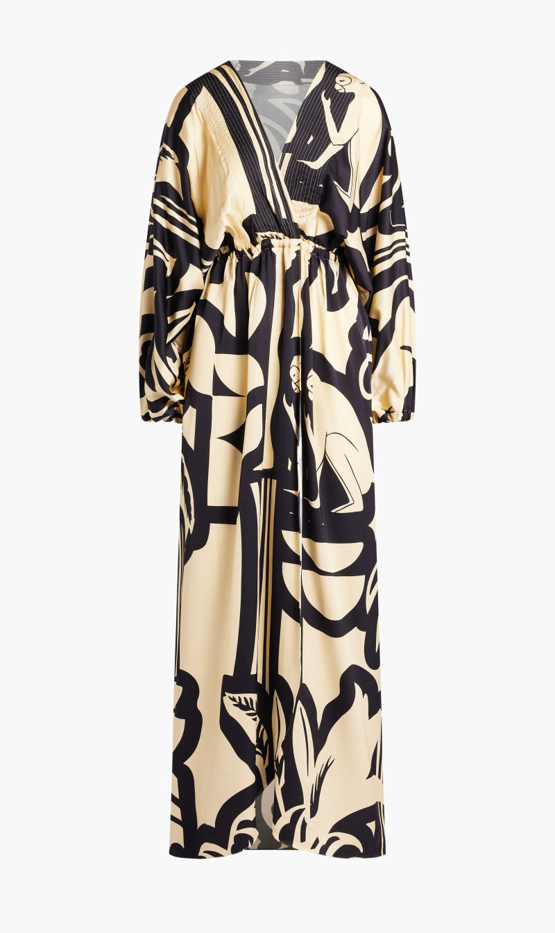 

Eugenia fernandez long sleeve wrap dress | the deal outlet, Black