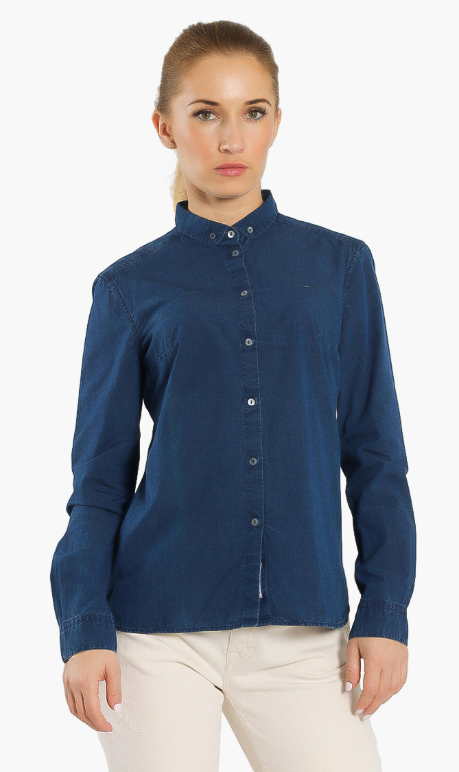 

Solid Long Sleeves Shirt, Blue