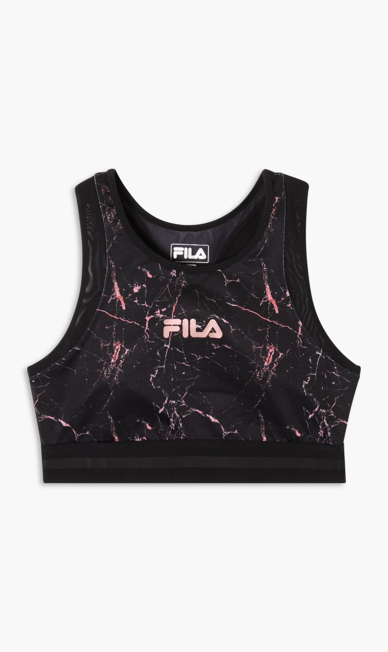 

Crystal Aop Sports Bra With Mesh Insert, Black
