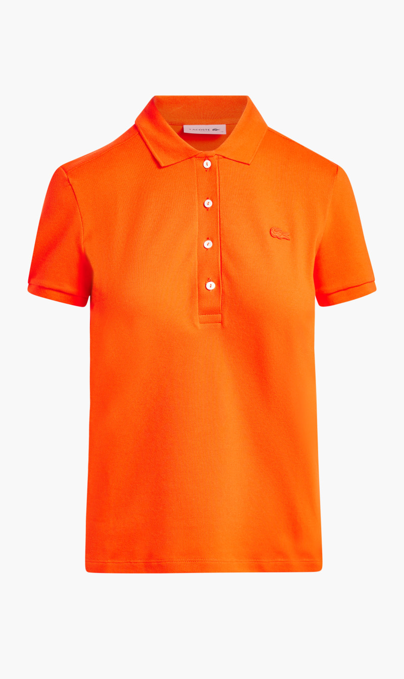 

Short Sleeved Ribbed Collar Shirt, Orange