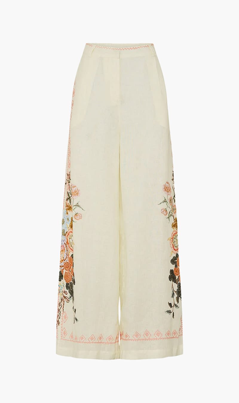 

Camilla Multi-color Embroidered Wide Leg Waisted Pant for Women | The Deal Outlet