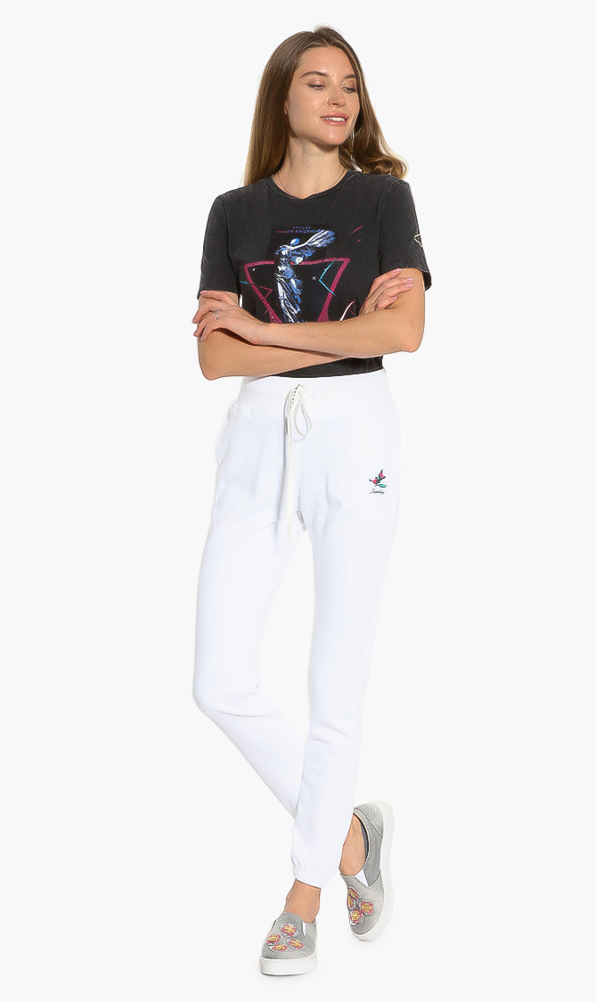 Embroidered Jogger Pants, White