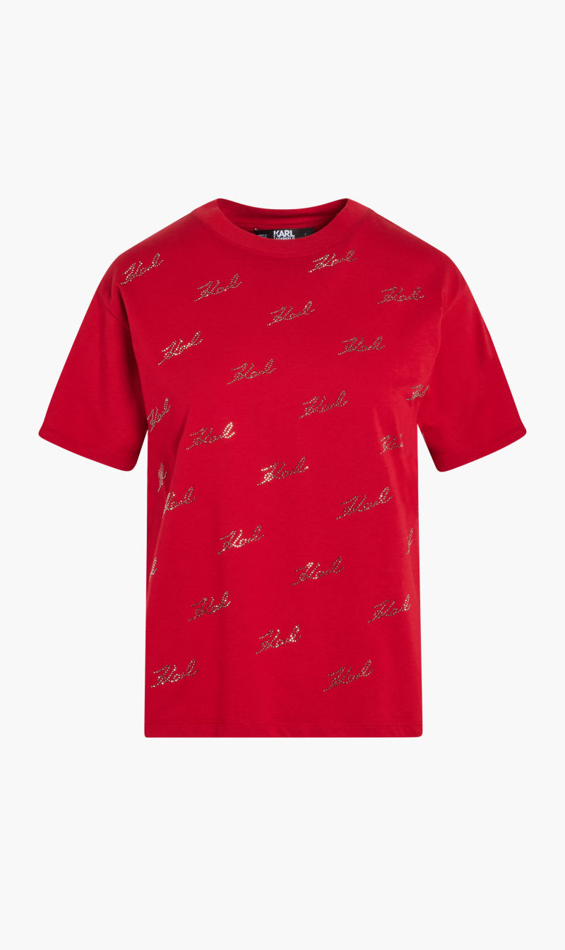 

Karl Lagerfeld Red Rhinestone Karl T-shirt for Women | The Deal Outlet