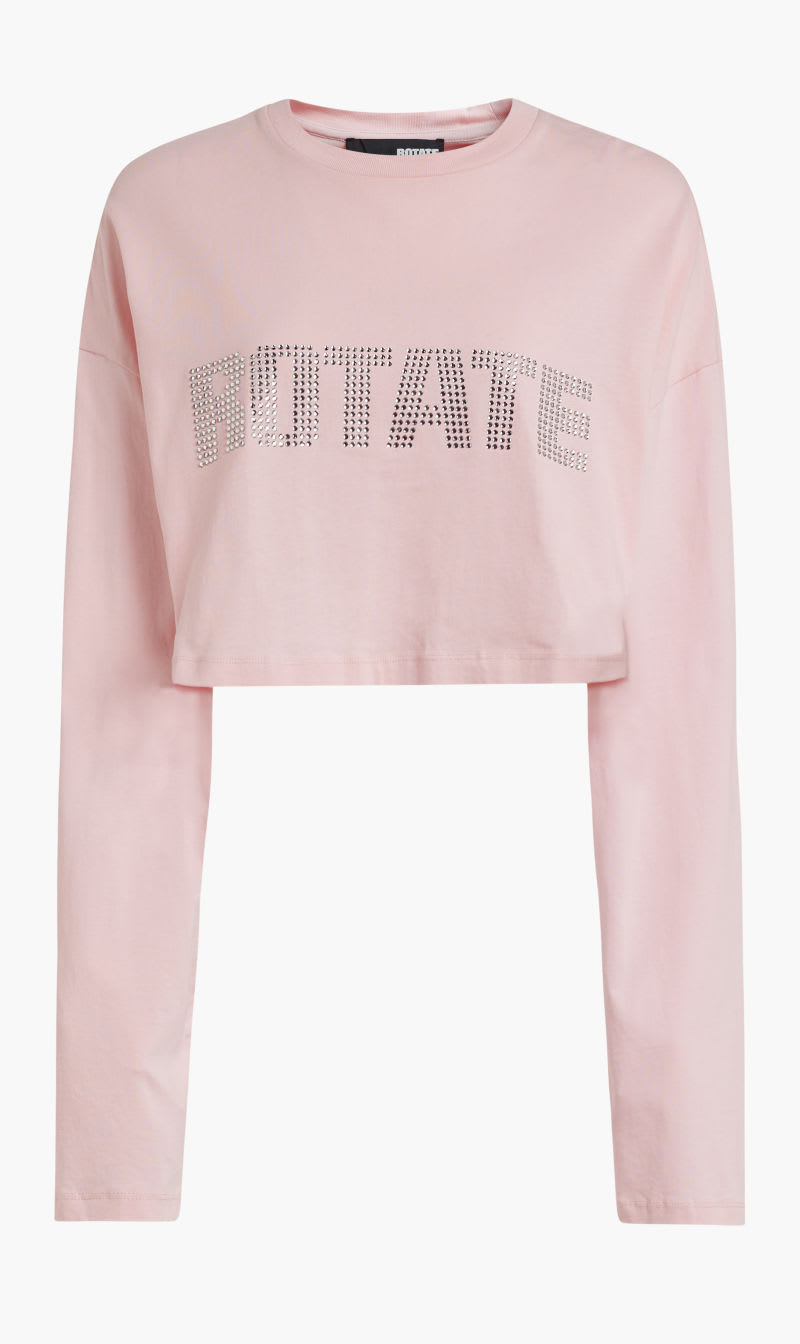

Rotate Birger Christensen Pink Jersey Straight Crop Top for Women | The Deal Outlet