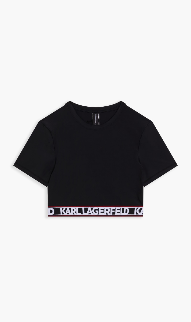 

Karl Lagerfeld Black Elongated Logo Swim Top for Women | The Deal Outlet
