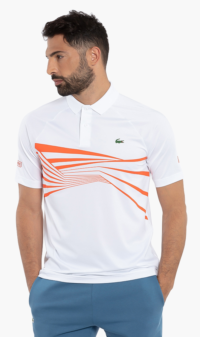 LACOSTE Graphic Print Tech Jersey Polo Shirt