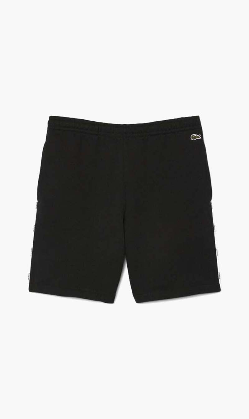 

Lacoste Black Logo Trim Cotton Fleece Shorts for Men