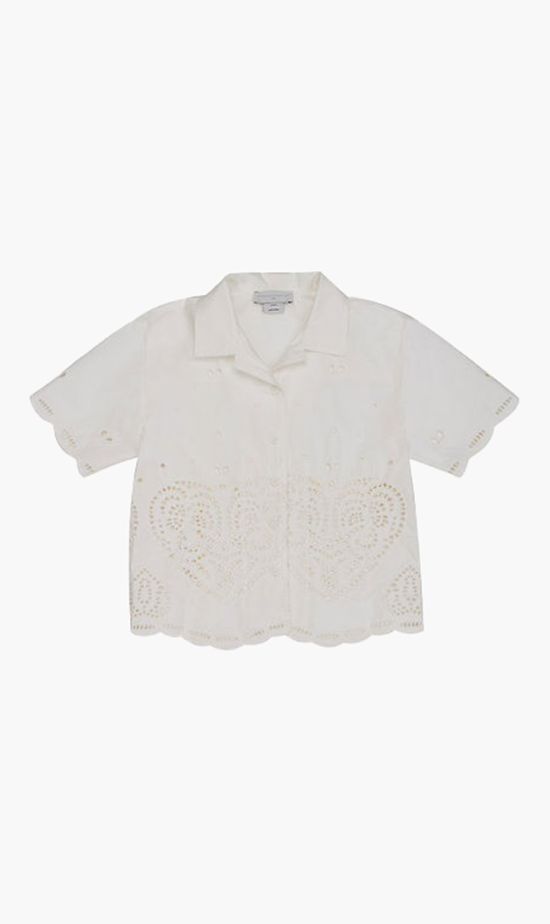 

Stella Mc Cartney White Broderie Anglaise Cotton Shirt for Girls | The Deal Outlet
