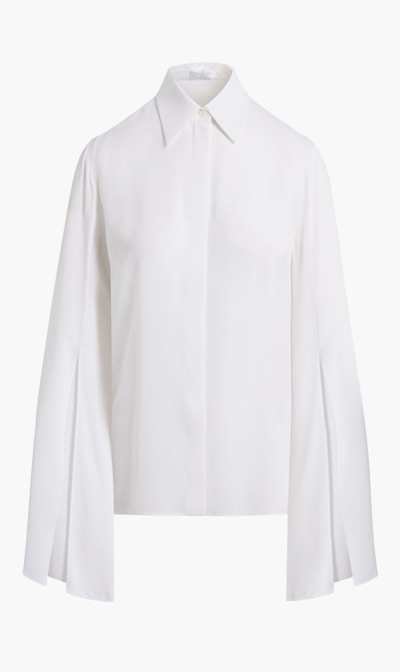 

Michael Kors White Silk Ggt Split Sleeve for Women | The Deal Outlet