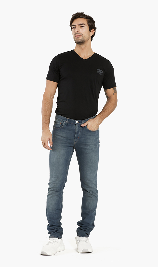 

David Button Fly Jeans, Blue
