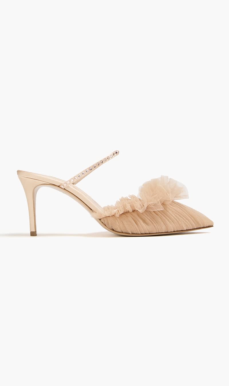 

Andrea Wazen Beige Franca Glitz Mule for Women | The Deal Outlet