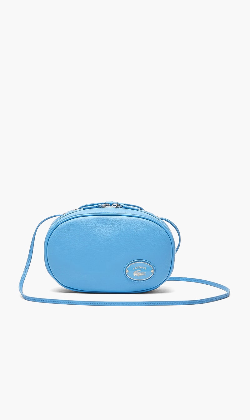 

Small Oval Grained Leather Camera Bag, Blue