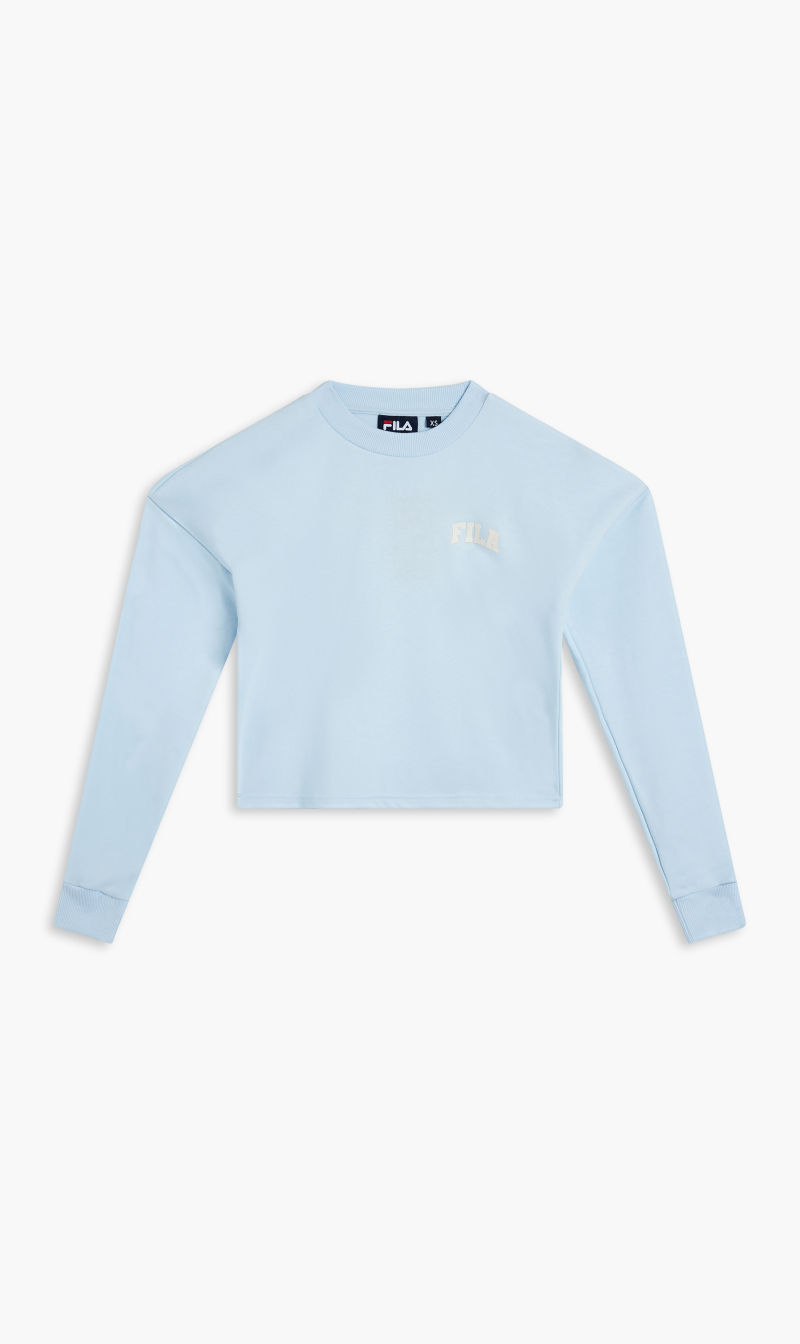 

Fila Blue Loose Hem Crew Smal Arch Logo Puff Print for Women | The Deal Outlet