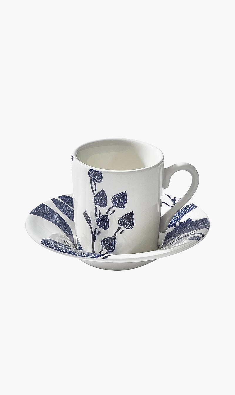 

Ralph Lauren Blue Garden Vine Espresso Cup & Saucer - Indigo | The Deal Outlet