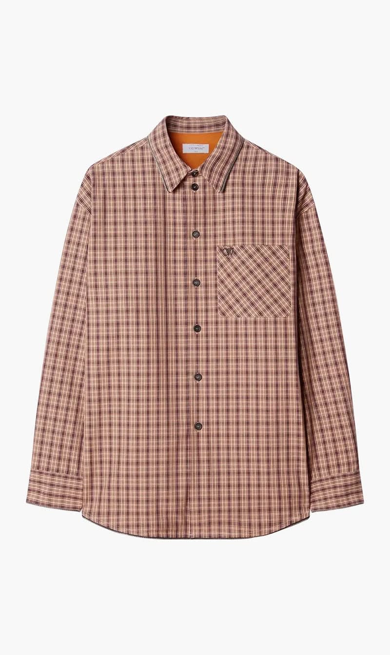 

Off-white Grey Ow Emb Checkcott Zip Shirt Fig Grey Fig for Men | The Deal Outlet